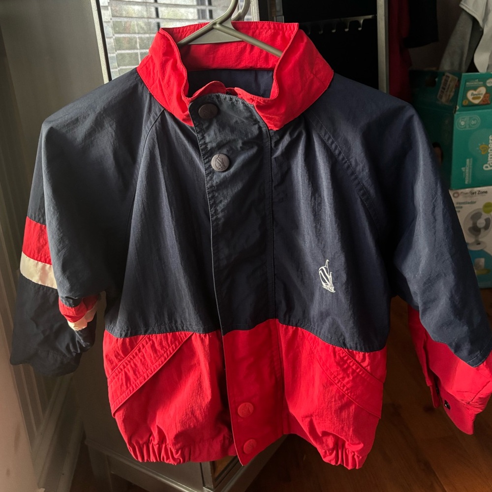 Nautica Red and Blue Raincoat Lightweight Nylon - Picture 1 of 5
